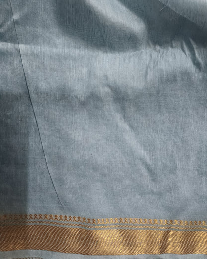 Grey Embroidered Silk Linen Saree