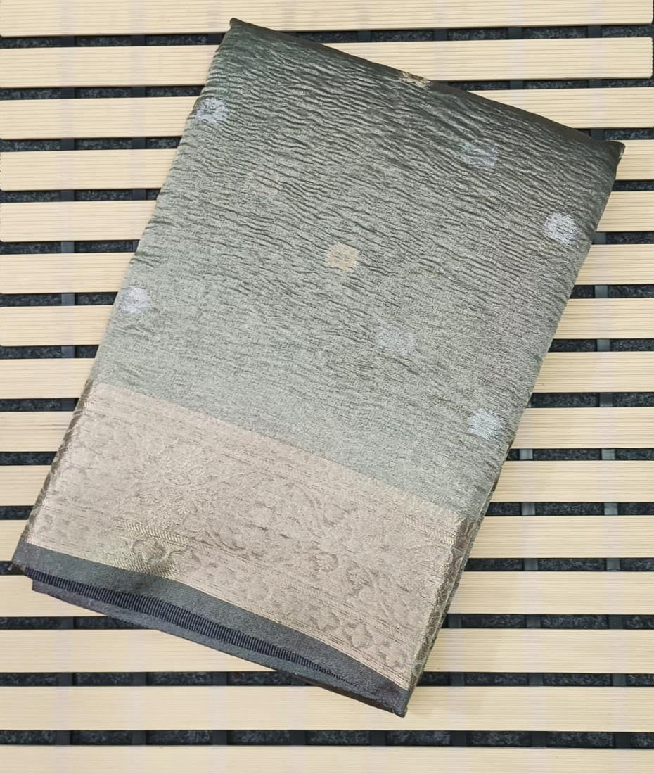Dual Tone Crush Tissue Saree | Peepal Clothing