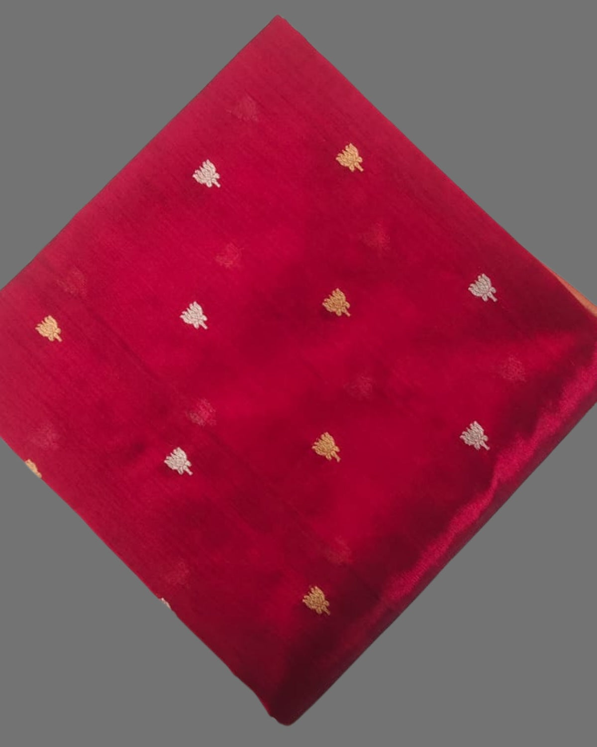 Handloom Red Pure Chanderi Saree with Golden Zari Border