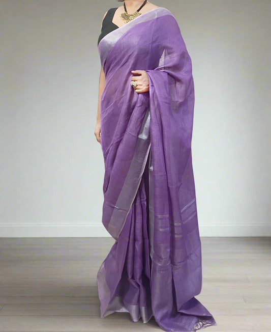 Indigo Handloom Pure Linen Saree