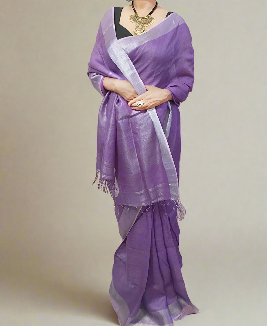 Indigo Handloom Pure Linen Saree