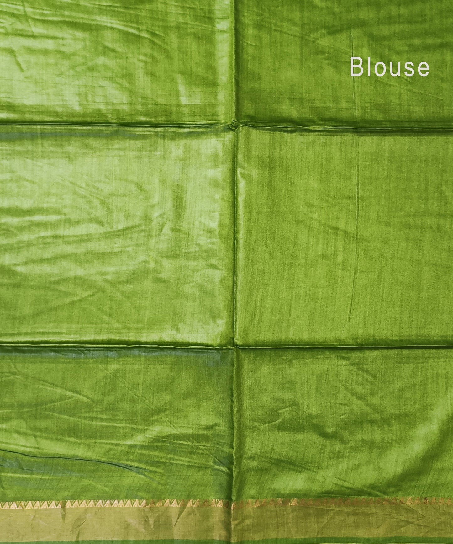 Mehendi Green Handloom Tussar Moonga Silk Saree with Antique Gold Temple Zari Border