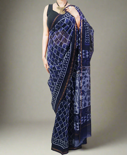 Navi Blue Chanderi Saree