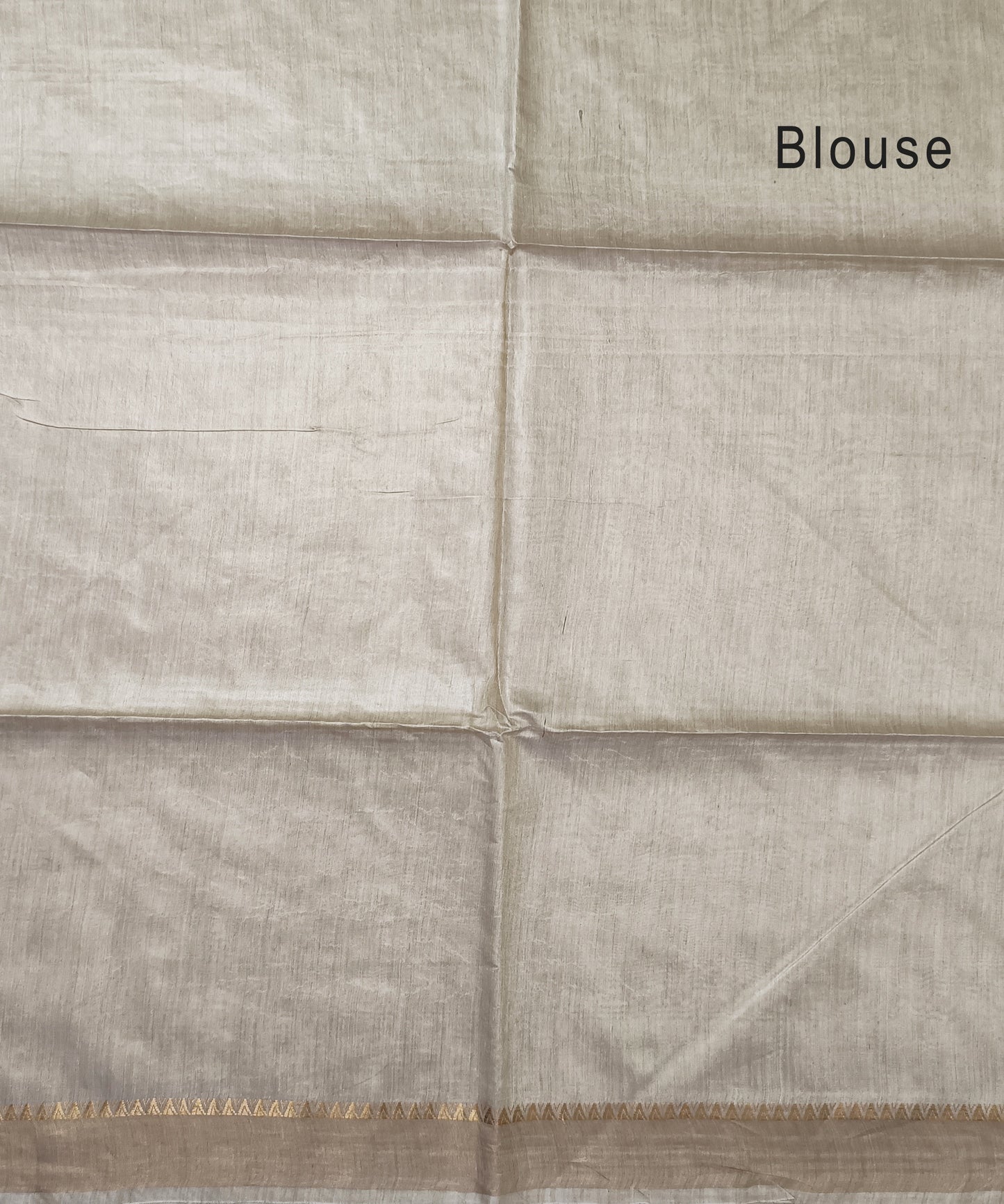 Off-White Handloom Tussar Moonga Silk Saree with Antique Gold Temple Zari Border