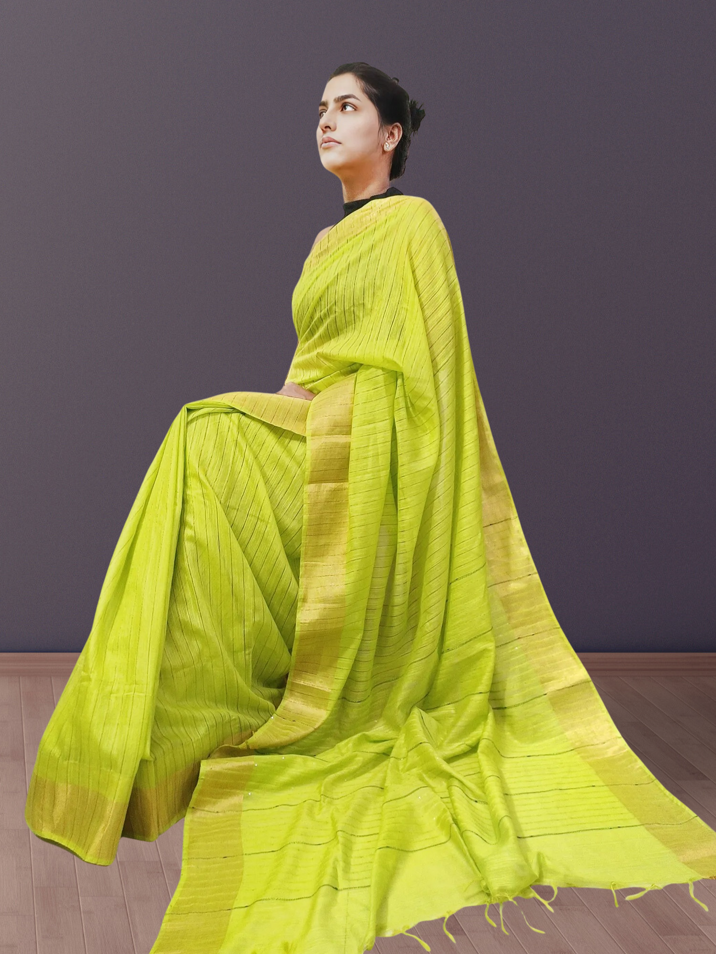Parrot Green Kota Viscose Saree