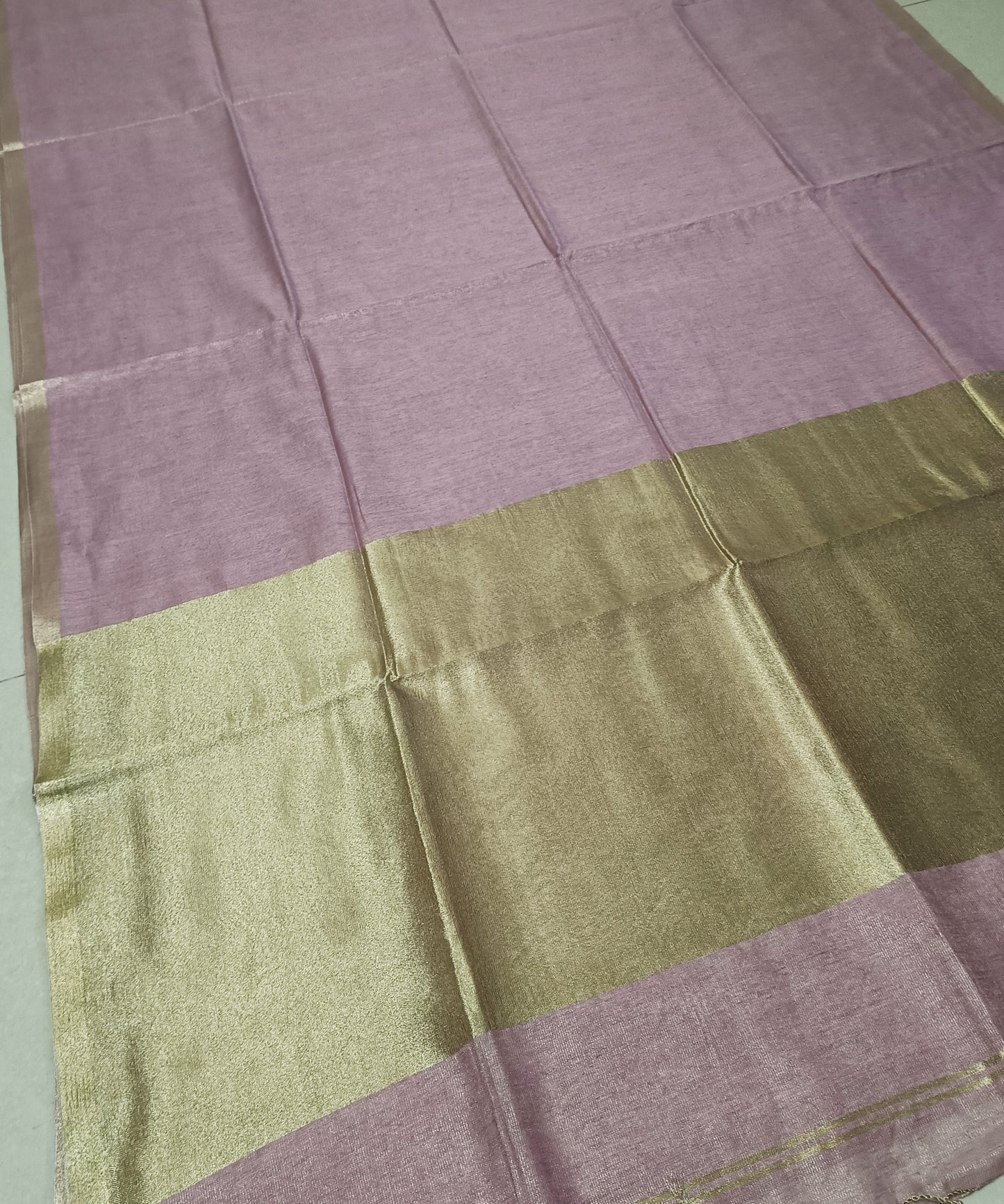 Pastel Pink Kota Viscose Silk Saree with Tissue Pallu
