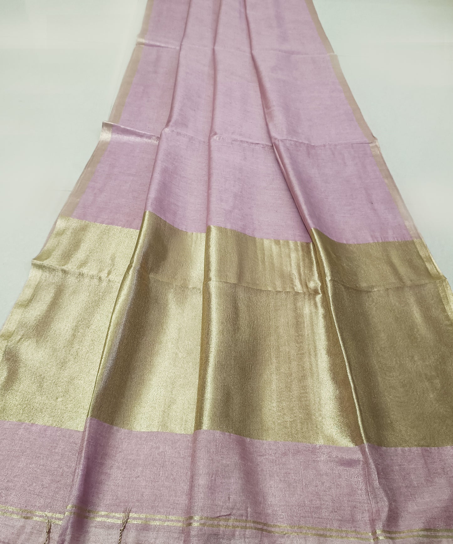 Pastel Pink Kota Viscose Silk Saree with Tissue Pallu