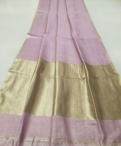 Pastel Pink Kota Viscose Silk Saree with Tissue Pallu