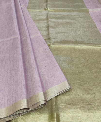 Pastel Pink Kota Viscose Silk Saree with Tissue Pallu