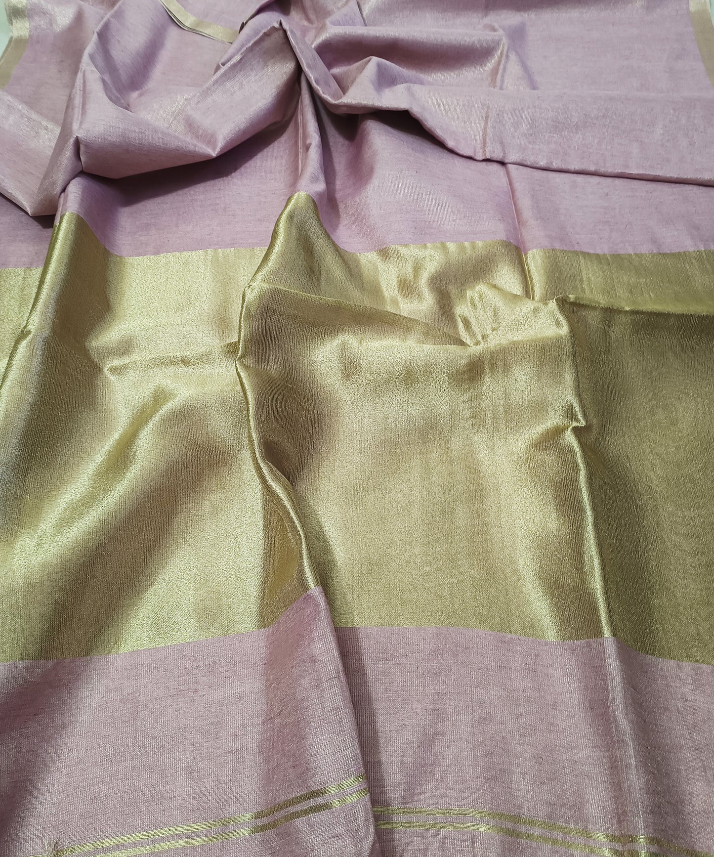 Pastel Pink Kota Viscose Silk Saree with Tissue Pallu