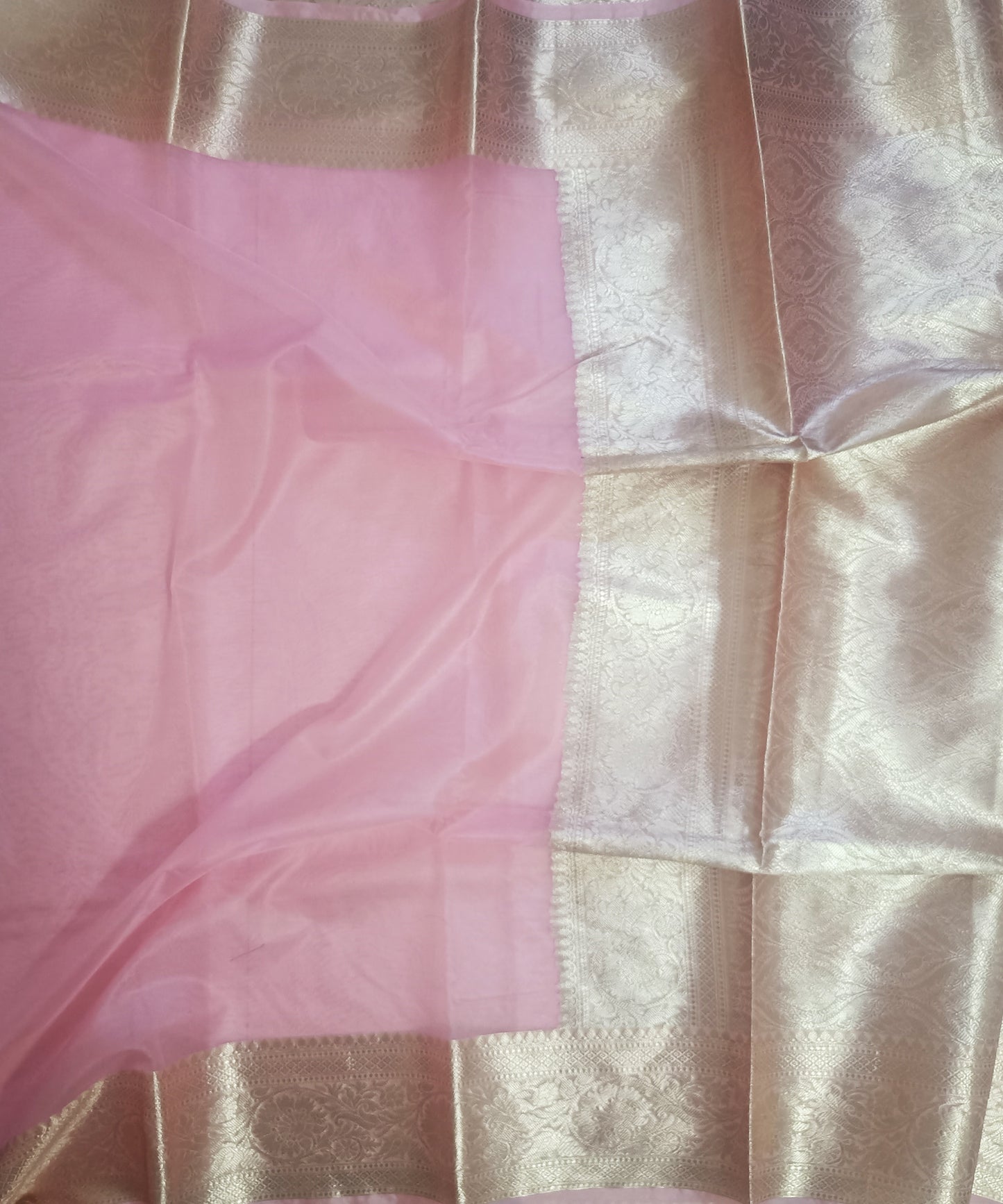 Pink Banarasi Kora Silk Organza Saree