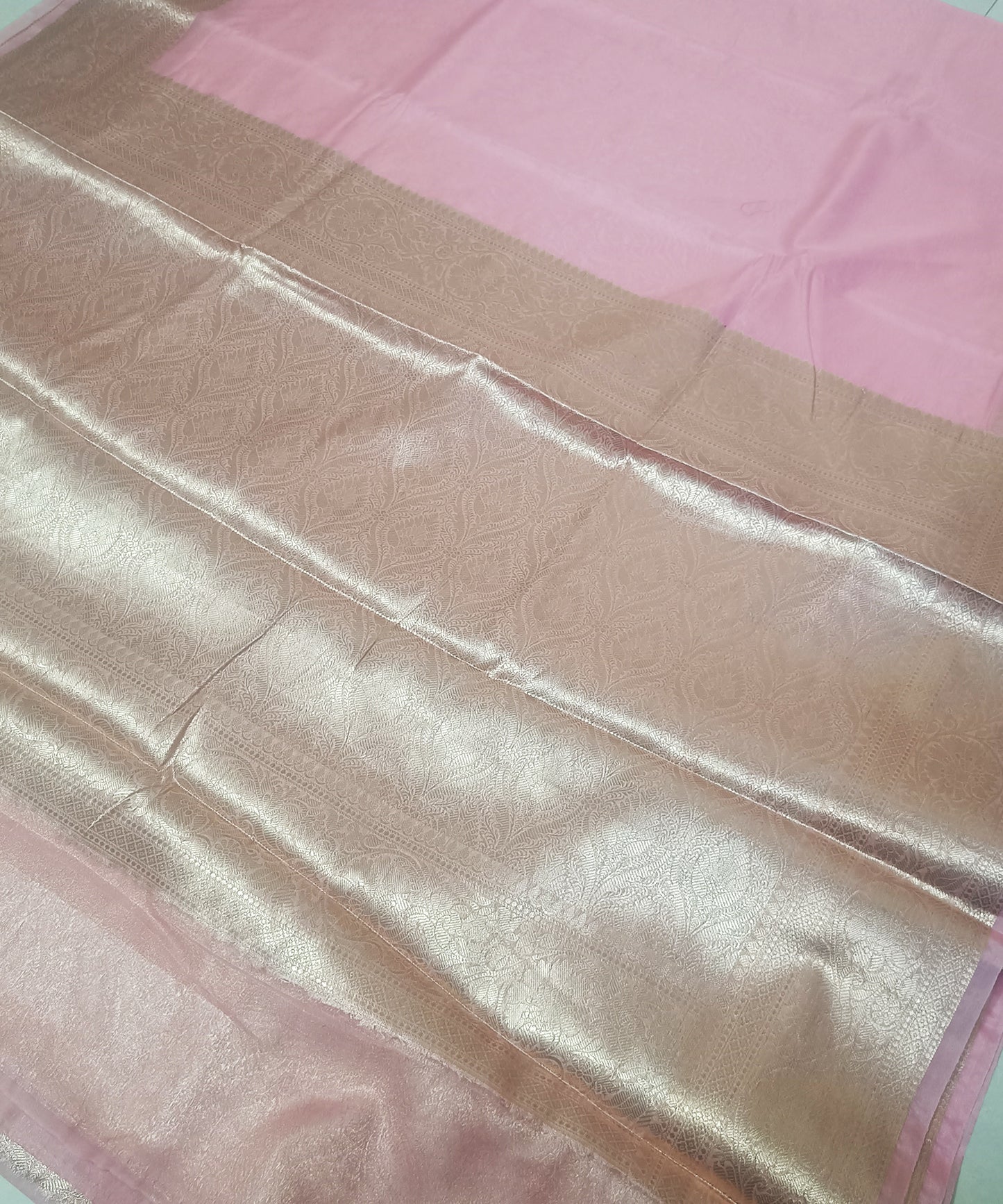 Pink Banarasi Kora Silk Organza Saree