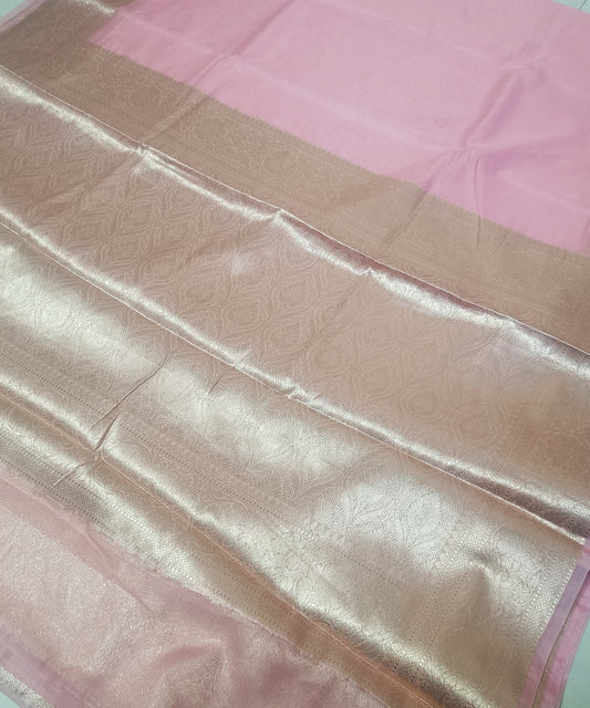 Pink Banarasi Kora Silk Organza Saree