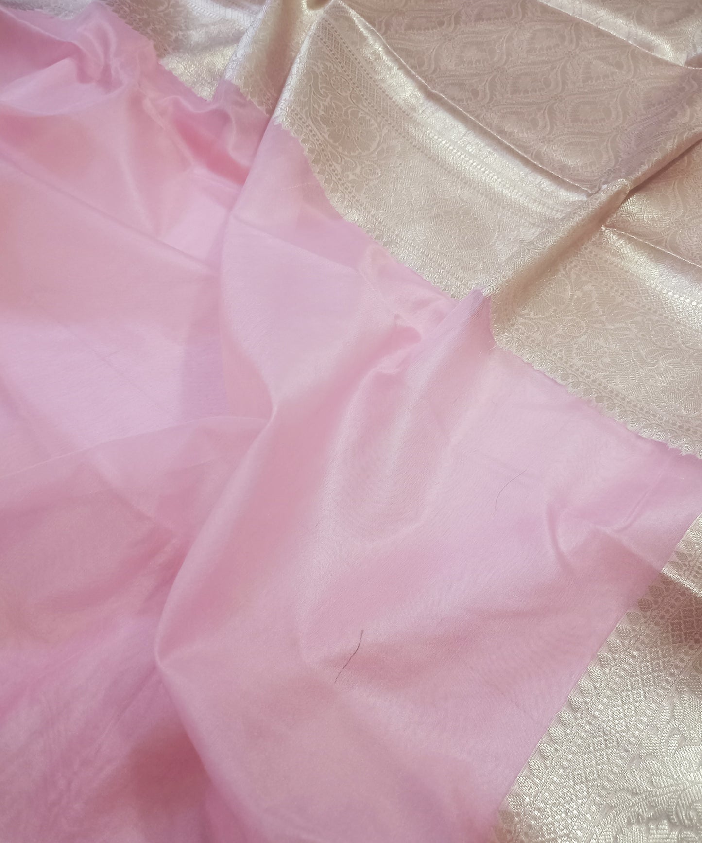 Pink Banarasi Kora Silk Organza Saree