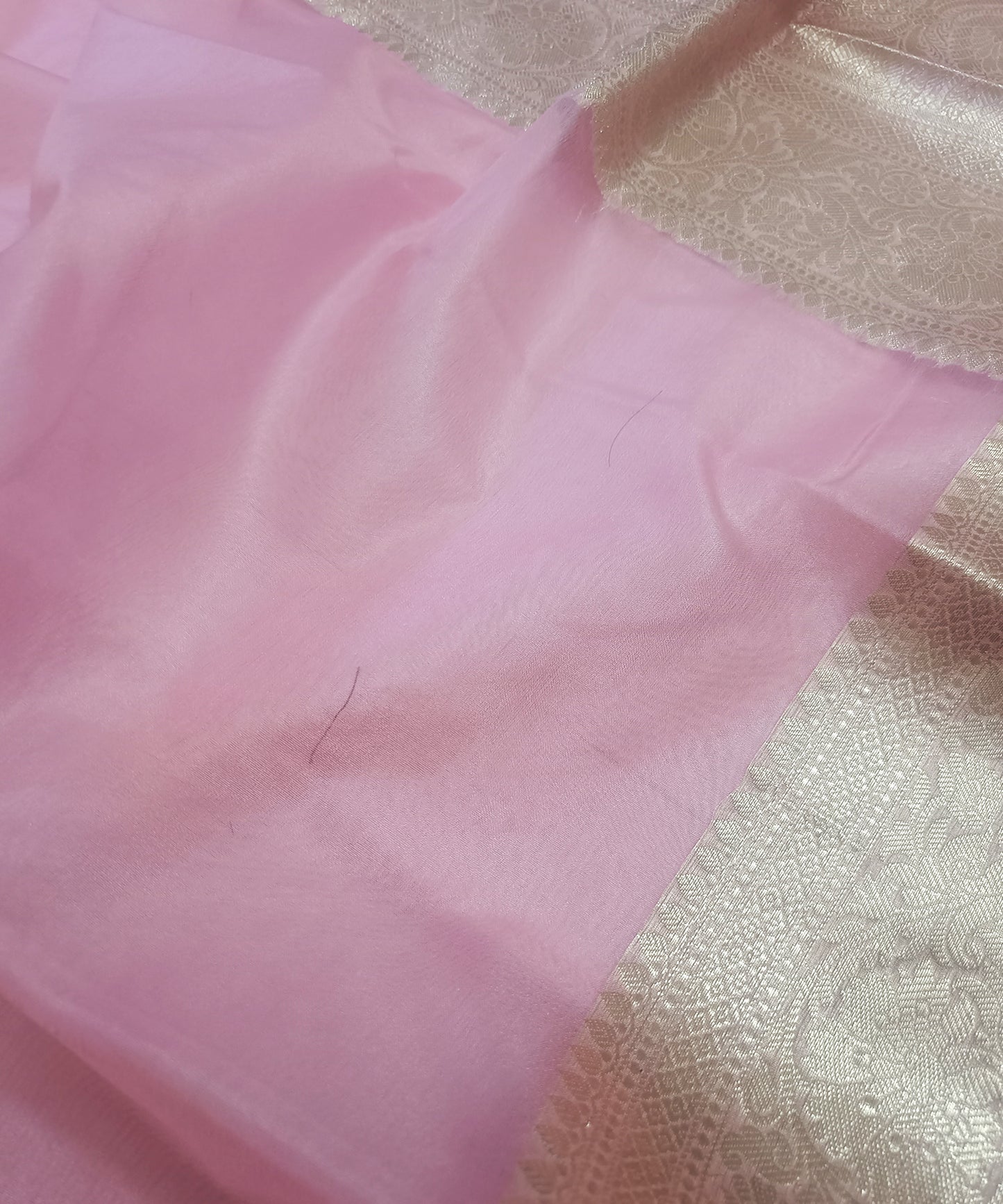 Pink Banarasi Kora Silk Organza Saree