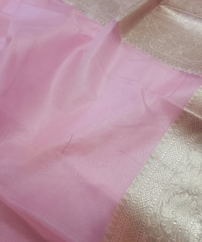 Pink Banarasi Kora Silk Organza Saree