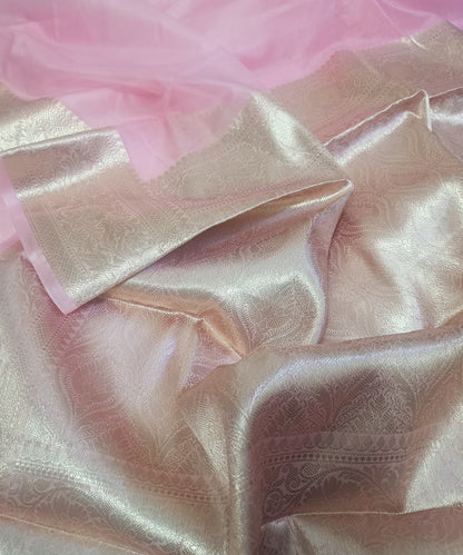 Pink Banarasi Kora Silk Organza Saree