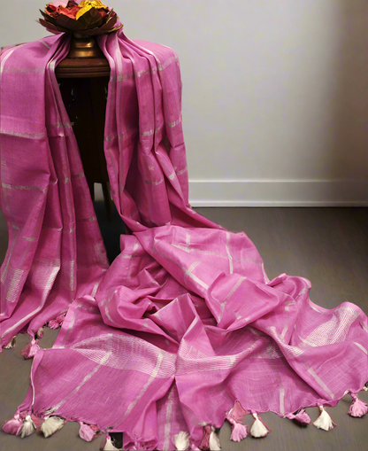 Pink Cotton Slub Dupatta