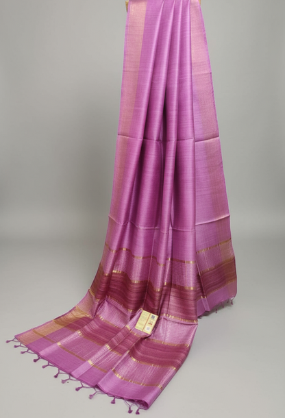 Pink Staple Body Saree with Ghicha Silk Pallu