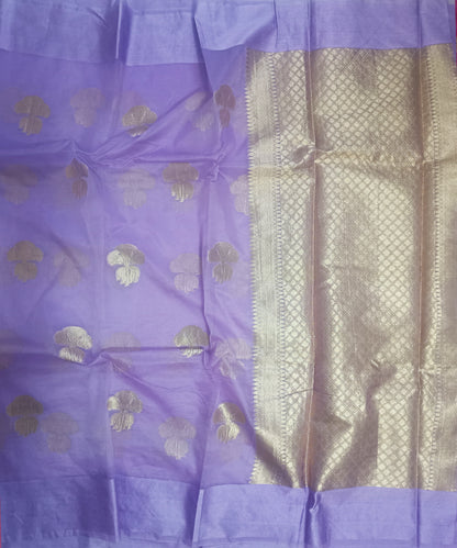 Light Purple Banarasi Kora Silk Organza Saree