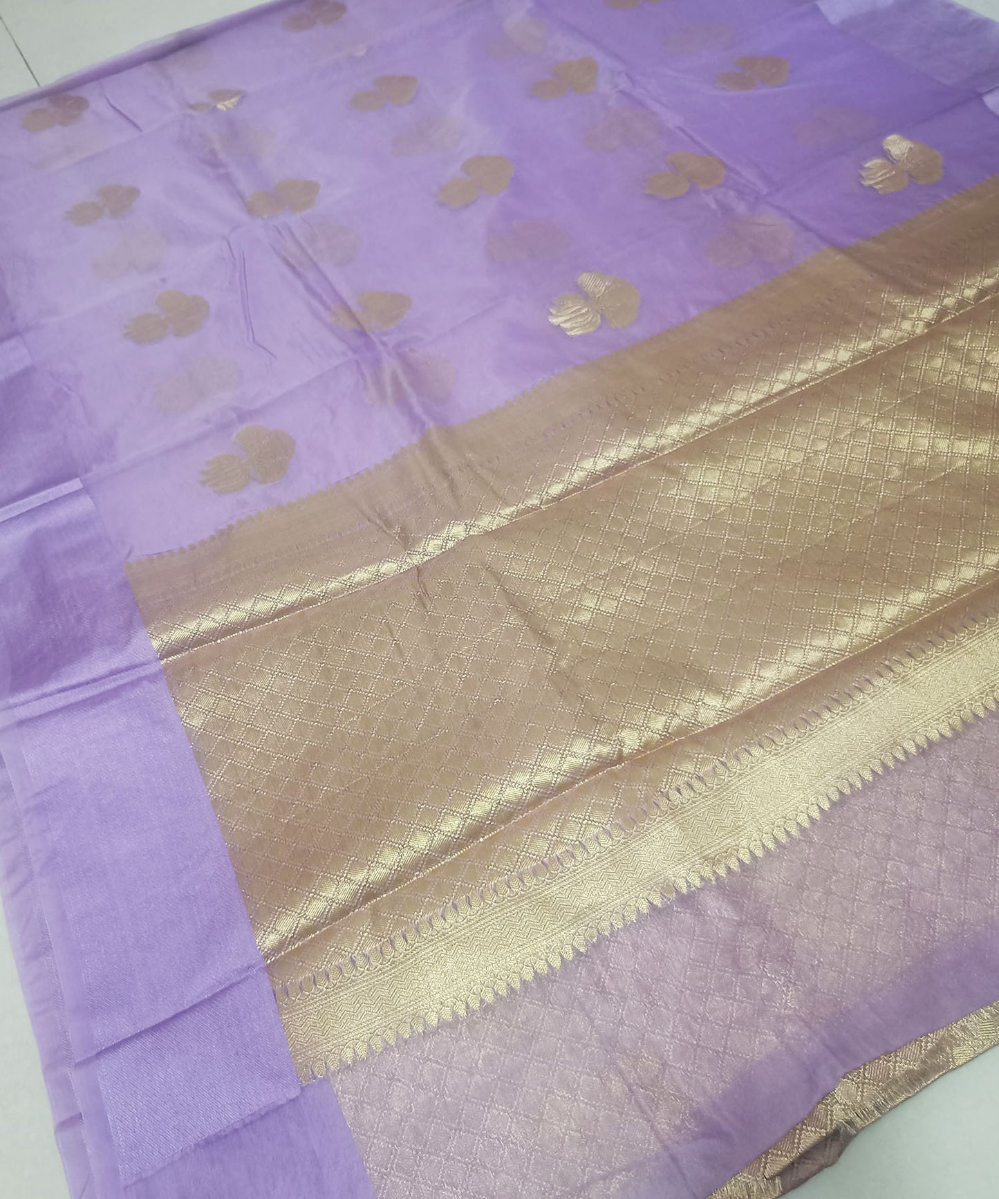 Light Purple Banarasi Kora Silk Organza Saree