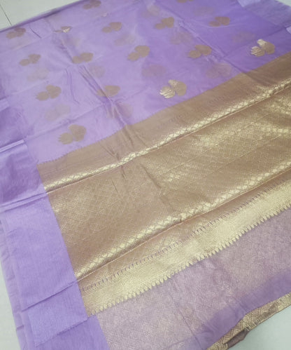 Light Purple Banarasi Kora Silk Organza Saree
