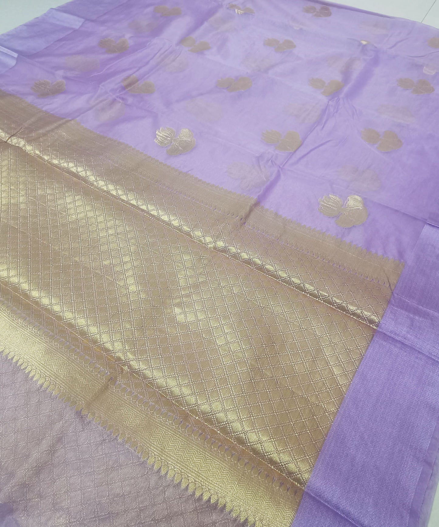Light Purple Banarasi Kora Silk Organza Saree