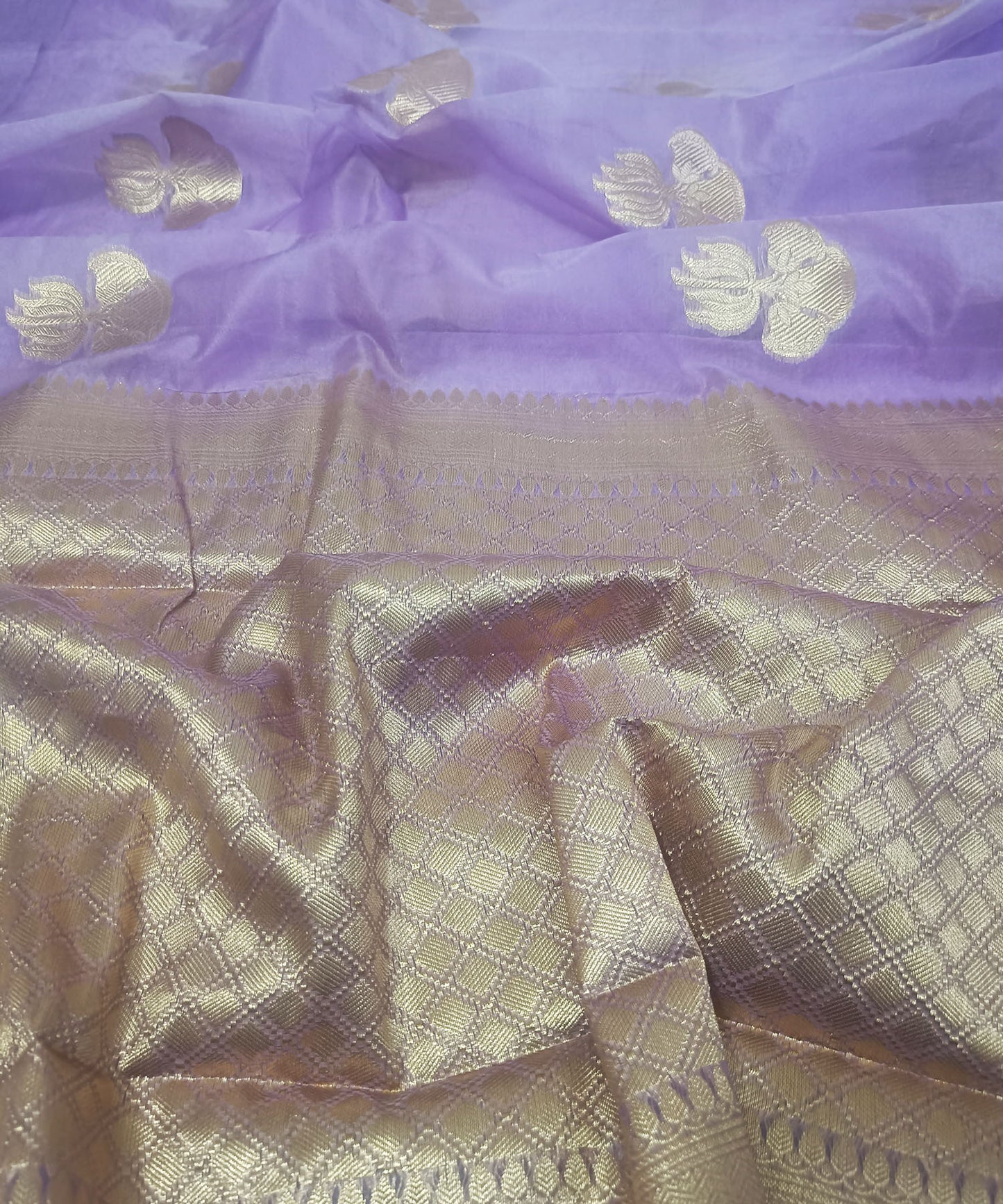 Light Purple Banarasi Kora Silk Organza Saree