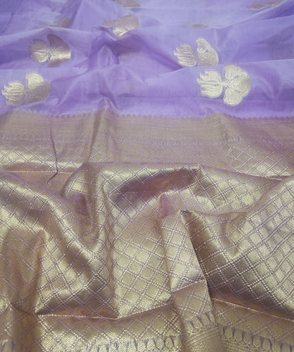 Light Purple Banarasi Kora Silk Organza Saree