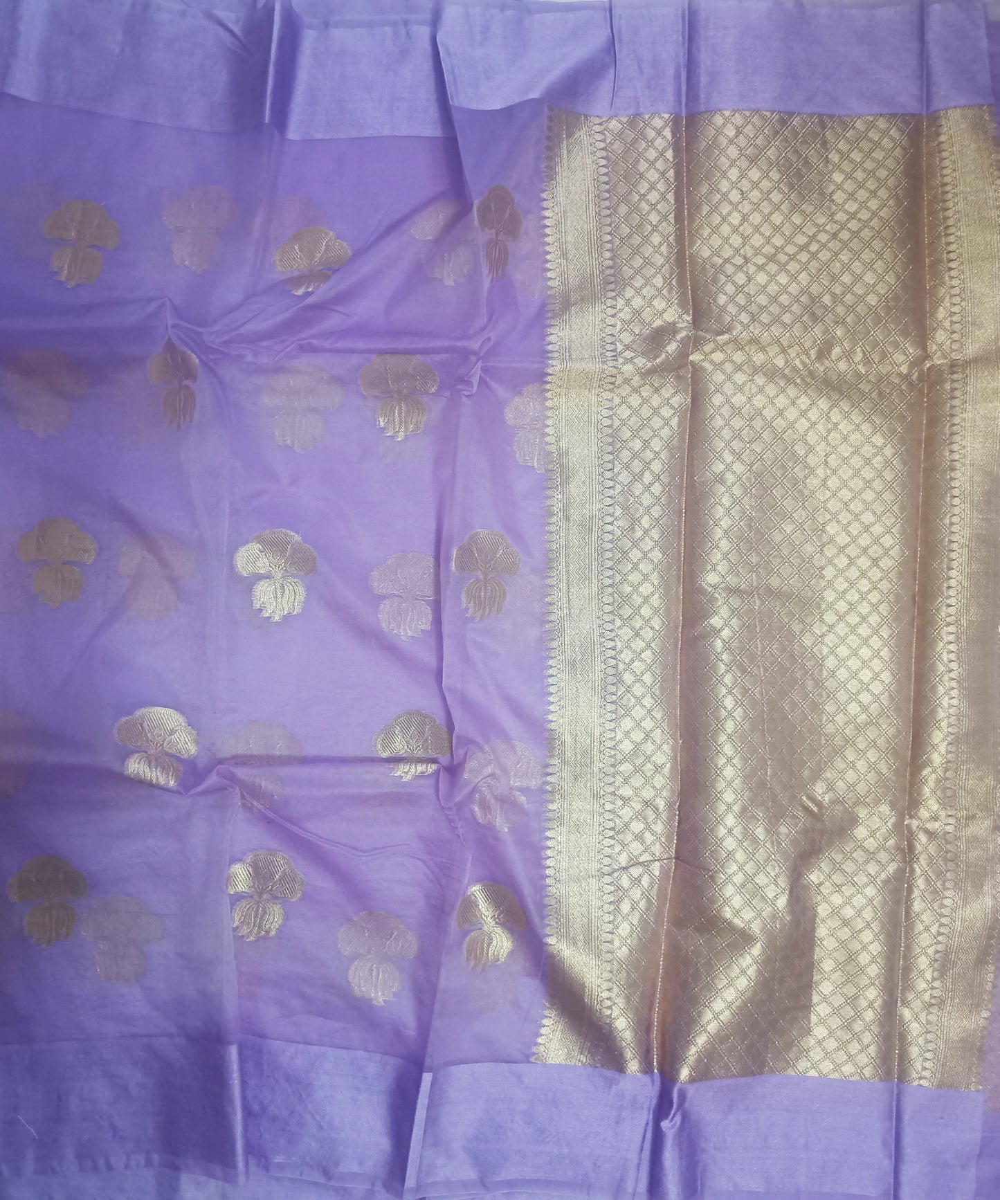 Light Purple Banarasi Kora Silk Organza Saree