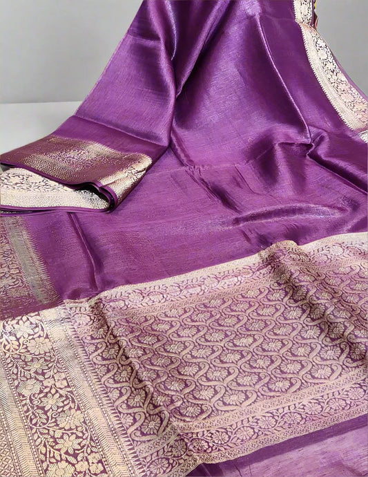 Purple Banarasi Silk Linen saree