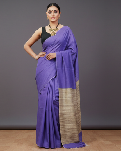 Indigo Eri Silk saree with Ghicha Pallu