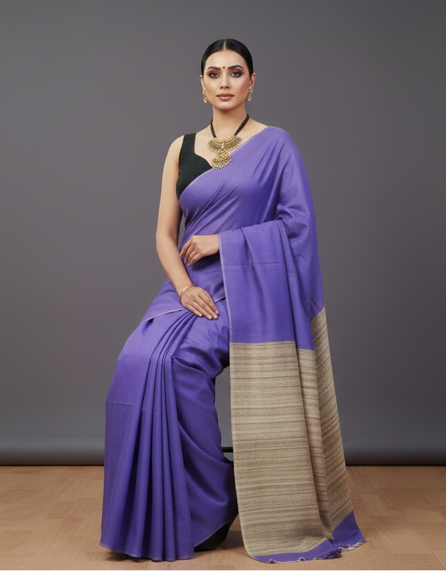 Indigo Eri Silk saree with Ghicha Pallu