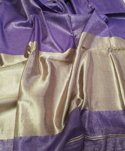 Purple Kota Viscose Silk Saree with Tissue Pallu