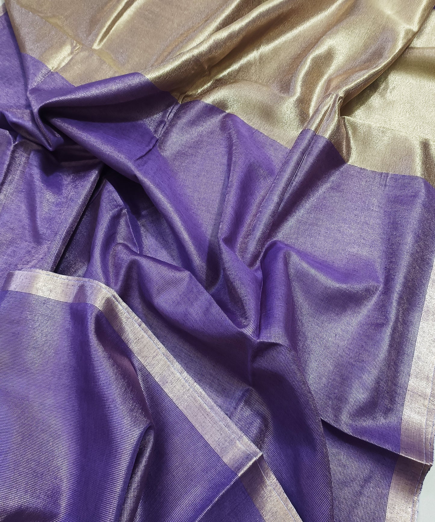 Purple Kota Viscose Silk Saree with Tissue Pallu