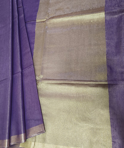 Purple Kota Viscose Silk Saree with Tissue Pallu