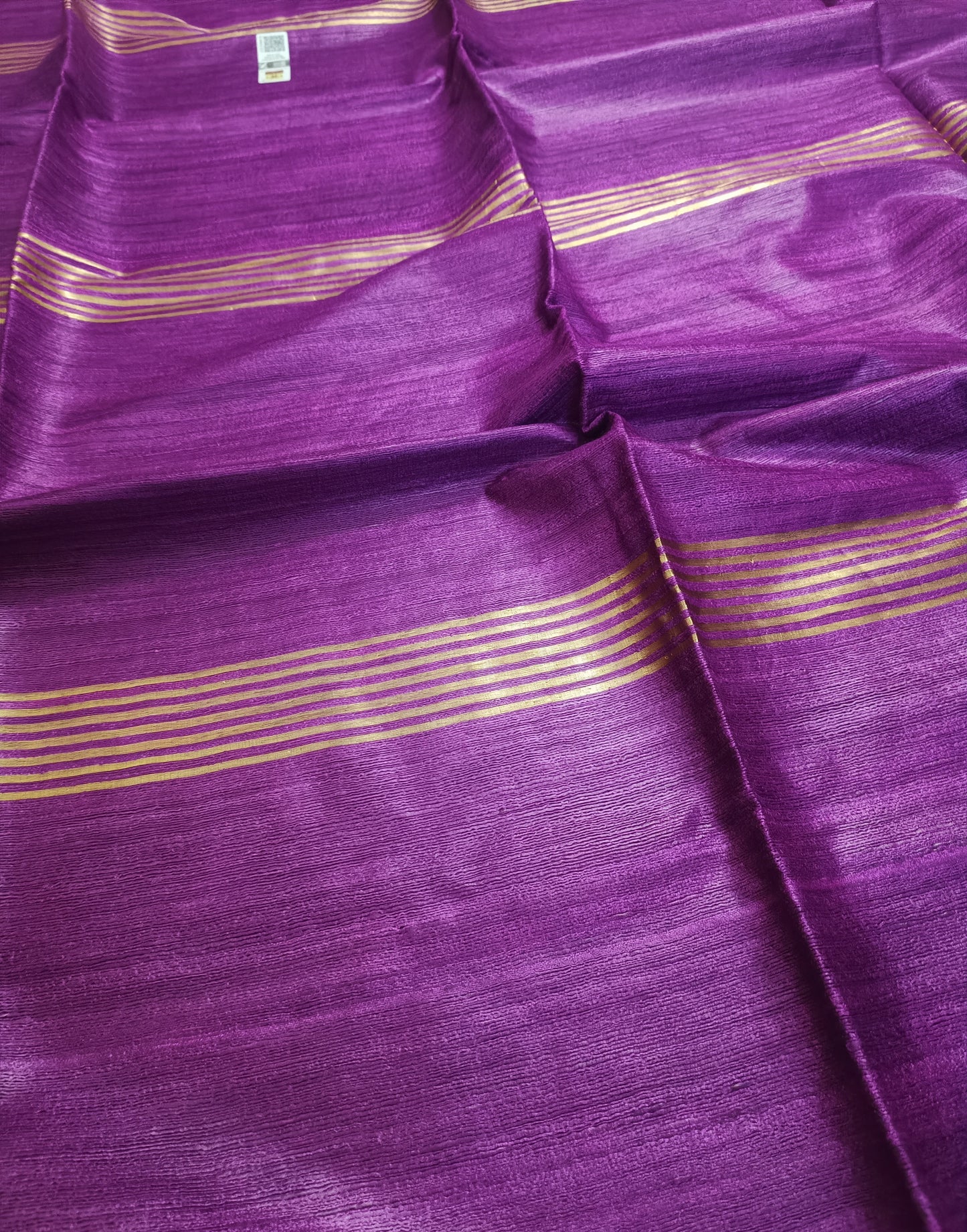 Purple Zari Border Handloon Tussar Ghicha Silk Saree