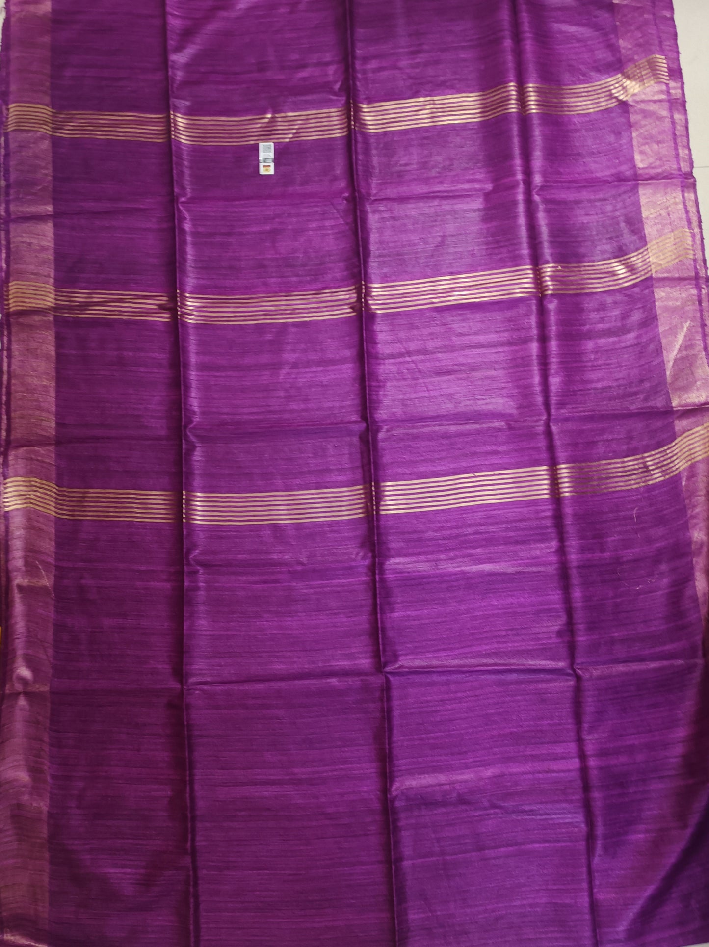 Purple Zari Border Handloon Tussar Ghicha Silk Saree