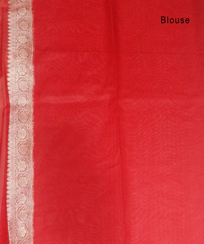Red Banarasi  Kora Silk Organza Saree
