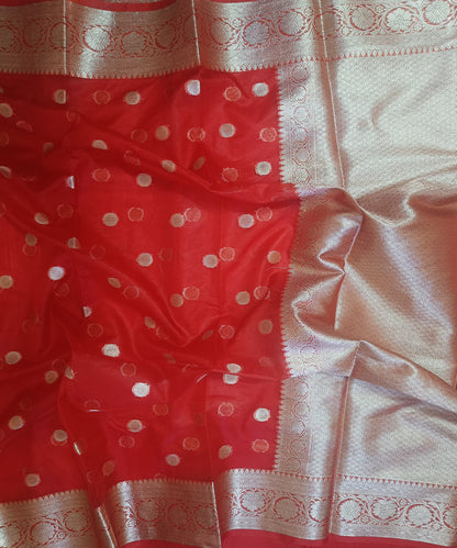 Red Banarasi  Kora Silk Organza Saree
