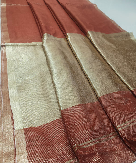 Red Kota Viscose Silk Saree with Tissue Pallu