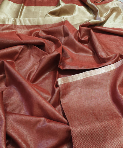 Red Kota Viscose Silk Saree with Tissue Pallu
