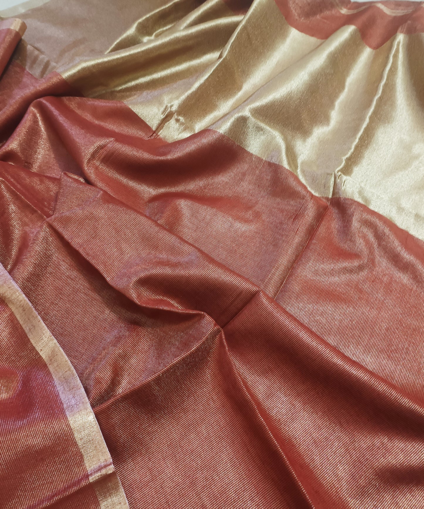 Red Kota Viscose Silk Saree with Tissue Pallu