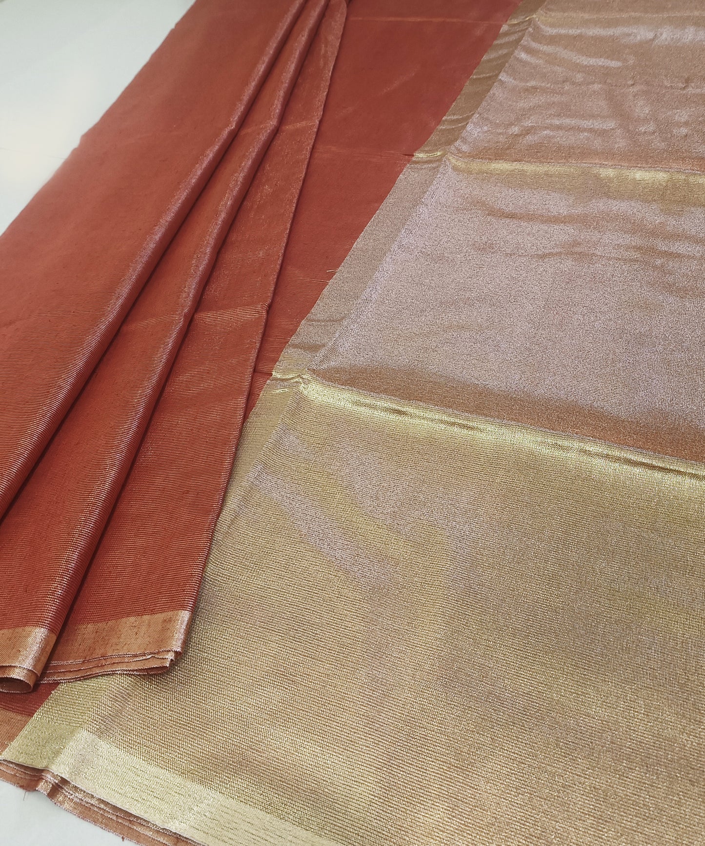 Red Kota Viscose Silk Saree with Tissue Pallu