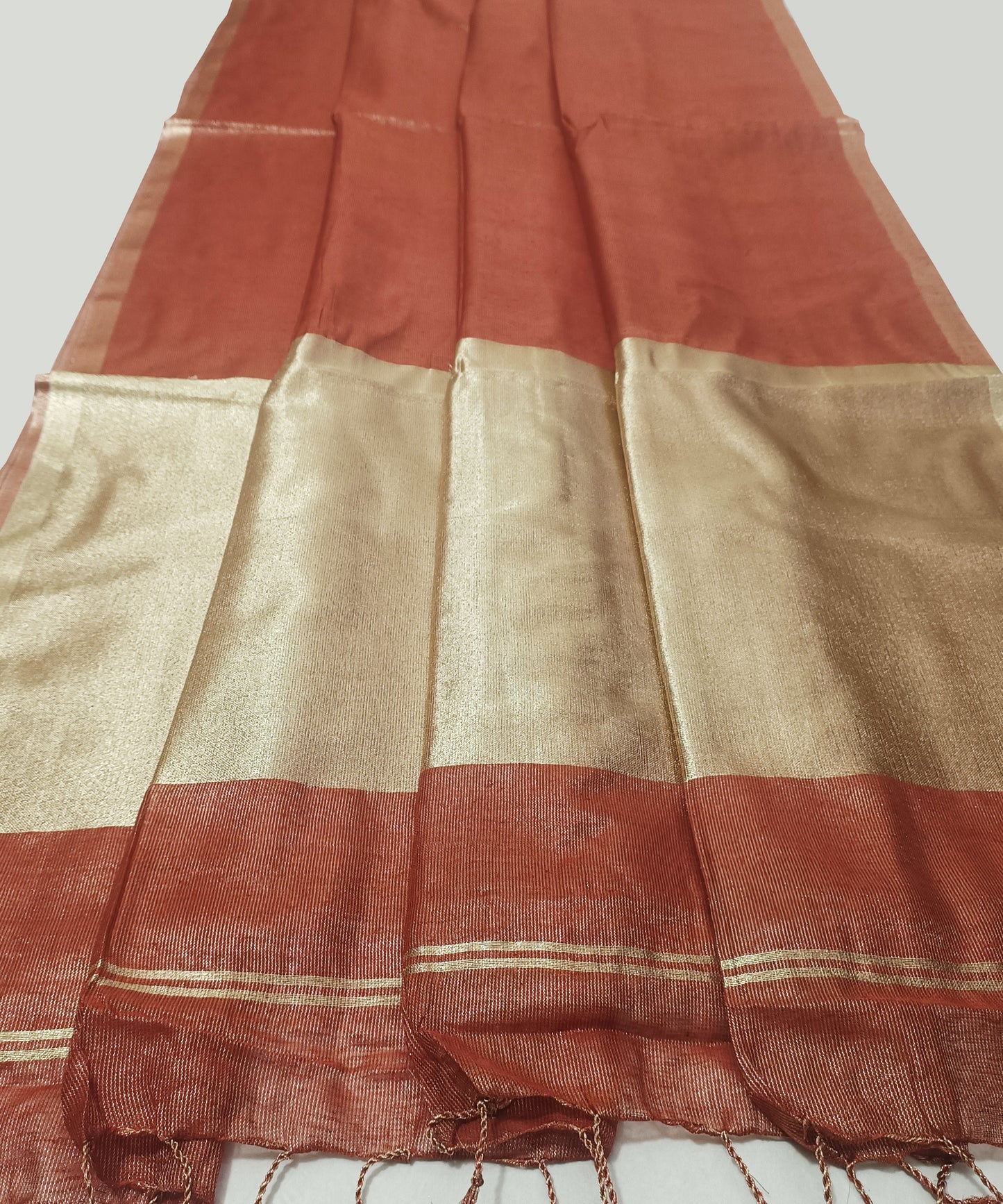 Red Kota Viscose Silk Saree with Tissue Pallu