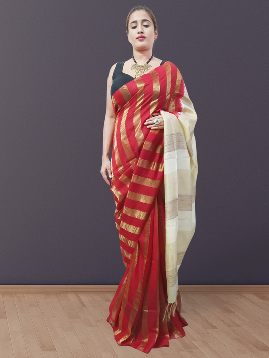 Red Viscose Silk Saree