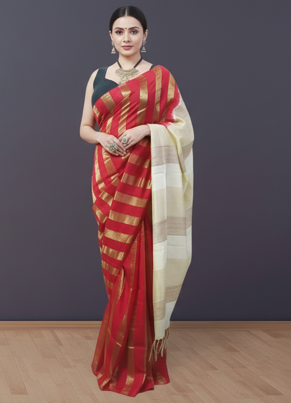 Red Viscose Silk Saree