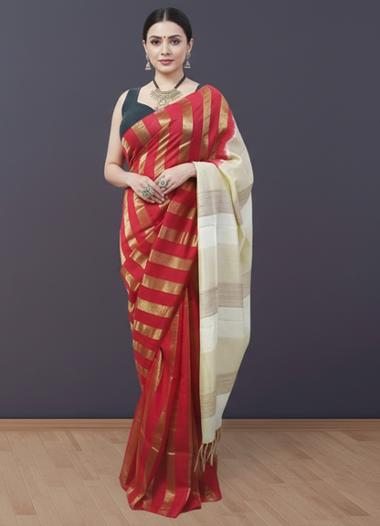 Red Viscose Silk Saree