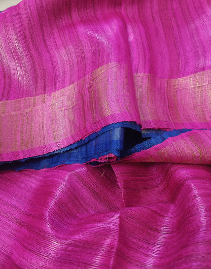 Royal Blue And Magenta Handloom Tussar Ghicha Silk Saree