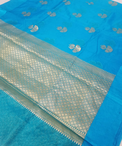 Royal Blue Banarasi Kora Silk Organza Saree